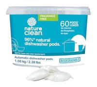 Nature Clean Cápsulas de detergente para lavavajillas no tóxicas, cápsulas de lavavajillas a base de plantas, cápsulas no tóxicas y sin perfume, resistentes a la grasa, poder de limpieza ecológico, 60