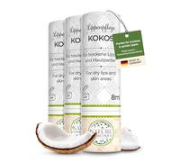 Nature Cosmétique® 3 unidades de coco para labios secos y agrietados, con cera de abejas, aceite de jojoba y vitamina C, funda de papel sostenible, fabricado en DE