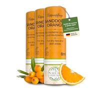Nature Cosmétique® Cuidado de labios 3 unidades de color naranja espino amarillo - Para labios secos y agrietados - Con cera de abejas, aceite de jojoba y vitamina C - Funda de papel sostenible
