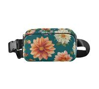 Nature Dahlias - Riñonera para mujeres, hombres y adolescentes, gran capacidad, cinturón con correa ajustable para viajes, gimnasio, trabajo, dalias naturales, color verde azulado, talla única, Nature