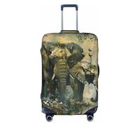 Nature Elephants - Funda de equipaje elástica lavable extensible, funda protectora para maleta antiarañazos funda de viaje, color blanco, pequeño, blanco, S