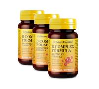 Nature Essential B-complex formula 500 mg con vitaminas C, E, B-1, B-2, B-3, B-5, B-6, B-9, B-12 y Biotina - 30 perlas, Pack 3 unididades