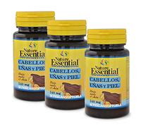 Nature Essential - Cabello, Uñas y Piel 540 mg - 30 Perlas - Hierro, Vitamina y Biotina - Con Aceite de Borraja, Omega 3 y L-Cistina - Pack 3 Unidades