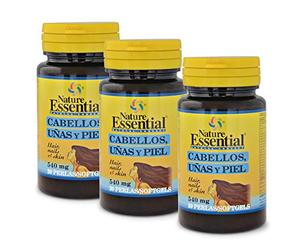 Nature Essential - Cabello, Uñas y Piel 540 mg - 30 Perlas - Hierro, Vitamina y Biotina - Con Aceite de Borraja, Omega 3 y L-Cistina - Pack 3 Unidades