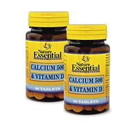 Nature Essential - Calcio 500 y Vitamina D Pack de 2 Unidades - 50 Cápsulas - El Calcio Favorece la Salud de los Huesos - Ayuda a la Función Cognitiva