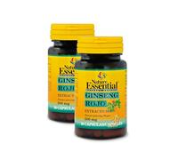 Nature Essential | Ginseng Rojo 500 mg | Estimula y Revitaliza Todo Tipo de Pieles | Mejora la Elasticidad de la Piel | Retrasa el Envejecimiento del Cutis | 50 Cápsulas | Pack 2 unidades