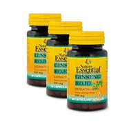 Nature Essential | Ginseng Rojo 500 mg | Estimula y Revitaliza Todo Tipo de Pieles | Mejora la Elasticidad de la Piel | Retrasa el Envejecimiento del Cutis | 50 Cápsulas | Pack 3 unidades