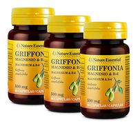 Nature Essential - Griffonia 500 mg (5-HTP) - Pack 3-60 Cápsulas - 6 Meses - Magnesio y Vitamina B8 - Favorece Liberación Serotonina - Ayuda a Dormir