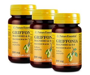 Nature Essential - Griffonia 500 mg (5-HTP) - Pack 3-60 Cápsulas - 6 Meses - Magnesio y Vitamina B8 - Favorece Liberación Serotonina - Ayuda a Dormir