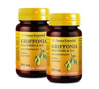 Nature Essential - Griffonia 500 miligramos - Pack 2-60 Cápsulas - Magnesio y Vitamina B8 - Ayuda a Dormir