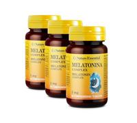 Nature Essential | Melatonina Complex 1 mg | 60 Comprimidos | Pack 3 Unidades | Ayuda para Dormir Bien | Efecto Relajante | Con Pasiflora, Amapola Californiana, Melisa, Tila y Valeriana