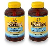 Nature Essential – Aceite de Onagra 1000 mg – 10% GLA, Omega 3/6/9, Vitamina E – 100 perlas