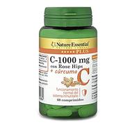 Nature Essential | Vitamina C 1000 mg + Cúrcuma Nature Essential Plus | con Vitamina C Microencapsulada, Vitamina C de extracto seco de Rose Hips (Rosa Canina) | 60 Comprimidos