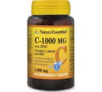 NATURE ESSENTIAL | Vitamina C 1000mg Zinc | Pack 1 Unidad | 60 Comprimidos | Negro | Estándar