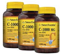 Nature Essential - Vitamina C y Zinc - 360 Comprimidos - Bote 12 Meses - Ayuda al Ánimo, al Sistema Inmune y Reducir el Cansancio - C-1000 MG - Pack 3