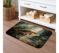 Nature Fish - Tapete de baño de secado rápido, absorbente y antideslizante de la selva tropical, tapete de ducha antideslizante, tapete decorativo de verano de franela lavable para baño, inodoro, baño