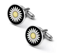 Nature Flowers Daisy - Gemelos de moda para hombre, camisas clásicas, juego de gemelos para bodas y negocios, 2.0cm, Metal, No es una piedra preciosa