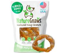 Nature Gnaws Anillos de tendón de pavo para perros (8 onzas) - Delicioso aperitivo de recompensa sin granos para razas pequeñas, medianas y grandes - Golosinas naturales de primera calidad para perros