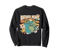Nature Heals Earth Day Retro Butterfly Sudadera