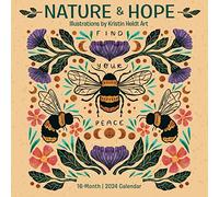 Nature & Hope - Calendario de pared 2024, obra de arte de Kristin Heldt, 12 x 12 pulgadas