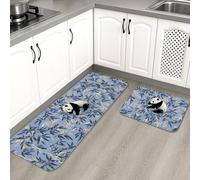 Nature Inspired Panda - Tapetes de cocina para piso, tapetes suaves de bambú azul, acolchados con resortes, cómodos, lavables, antideslizantes, para fregaderos de cocina, lavandería, baño, 2 unidades