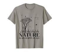 Nature Is My Happy Place Hiking Camping Outdoor Lover Lovely Camiseta