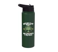 Nature Is My Religion Earth Is My Church Native American Day Stainless Steel Insulated Water Bottle