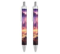 Nature Landscape - Bolígrafo de tinta azul con diseño de trueno y tormenta, bolígrafo de escritura suave para oficina y escuela, 2 unidades, como se muestra en la imagen 1