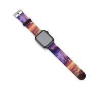 Nature Landscape - Correas de repuesto para reloj Apple Watch, diseño de tormenta y trueno, color morado, 42mm/44mm, Acero inoxidable, Amatista