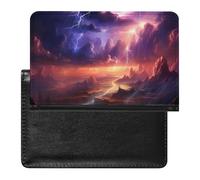 Nature Landscape - Funda para pasaporte de viaje con ranura para tarjetas, diseño de tormenta de trueno, color morado