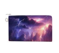 Nature Landscape - Monedero con cremallera, diseño de tormenta de trueno, color morado