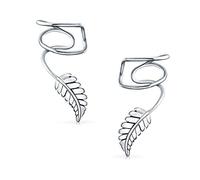 Nature Leaf Feather Cartilage Ear Cuffs Clip Wrap Wire Earrings Helix Joyería Occidental Para Mujeres Para Hombres Sin Perforar Orejas .925 Plata De Ley Ajustable