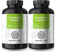 NATURE LOVE® Complejo de magnesio - 180 cápsulas - 400 mg de magnesio elemental por dosis diaria - Magnesiumbisglycinat, Magnesiummalat, Magnesiumscorbat - vegano, de dosificación alta (Paquete de 2)
