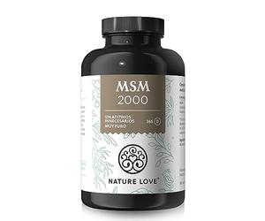 NATURE LOVE® MSM 2000 mg con vitamina C - 365 comprimidos probados en laboratorio - MSM en polvo más compacto que las cápsulas - Sin aditivos, dosificación alta, vegano, producido en Alemania