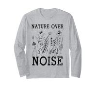 Nature Over Noise Hiking Wildflower Adventure Butterfly Manga Larga