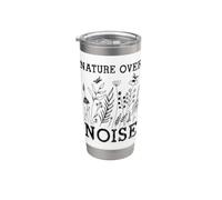 Nature Over Noise Hiking Wildflower Adventure Butterfly Vaso térmico de acero inoxidable de doble pared