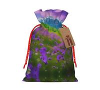 Nature Purple Flowers Meadow Mountain Scenic 1 bolsa de Navidad con cordón de 4.7 x 6.9 pulgadas, bolsa robusta para regalos y artículos esenciales de uso diario