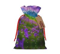 Nature Purple Flowers Meadow Mountain Scenic 1 bolsa de Navidad con cordón de 8.3 x 11.8 pulgadas, bolsa robusta para regalos y artículos esenciales de uso diario