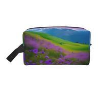 Nature Purple Flowers Meadow Mountain Scenic - Bolsas de cosméticos para mujer, bolsa de maquillaje pequeña para bolso, bolsa de maquillaje de viaje con cremallera, Nature Purple Flowers Meadow