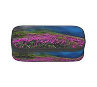 Nature Purple Flowers Meadow Mountain Scenic - Estuche para lápices de gran capacidad, bolsa de almacenamiento con cremallera, para niños, niñas, estudiantes, escuela, Black, Talla única, Maleta