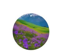 Nature Purple Flowers Meadow Mountain Scenic - Juego de ambientadores colgantes redondos de lavanda para interiores de automóviles, paquete de 10/24 tarjetas
