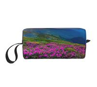 Nature Purple Flowers Meadow Mountain Scenic Print - Bolsa organizadora simple, bolsa de viaje ligera, estuche acolchado de espuma para cosméticos