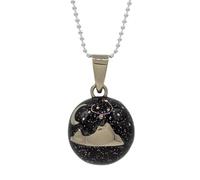 Nature Reflections Collar de bola de llamada de luna sobre montañas, bola de armonía, campana de hada, campana de ángeles, joyería de campana, Esmalte, No es una piedra preciosa