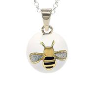 Nature Reflections Llamador de ángeles de abeja, collar de bola de armonía blanca, joyería de campanilla, campana de hadas, Esmalte, No es una piedra preciosa