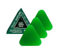 Nature Seven Green Soap Champú, barra de champú natural triangular, champú sólido vegetal, limpieza suave y cuidado nutritivo para mujeres y hombres, fortalece el cabello liso (1 unidad)