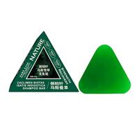 Nature Seven Green Soap Champú, barra de champú natural triangular, champú sólido vegetal, limpieza suave y cuidado nutritivo para mujeres y hombres, fortalece el cabello liso (3 unidades)
