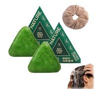 Nature Seven Green Soap Shampoo, Natural Usman Grass Sham Bar, Xinjiang Triangle Green Sham Bar, Glutinous Rice Water Solid B r, Strengthens Smooths Hair (2PCS)