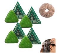 Nature Seven Green Soap Shampoo, Natural Usman Grass Sham Bar, Xinjiang Triangle Green Sham Bar, Glutinous Rice Water Solid B r, Strengthens Smooths Hair (4PCS)