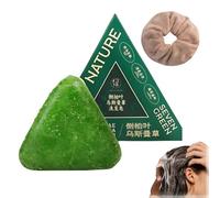 Nature Seven Green Soap Shampoo, Natural Usman Grass Sham Bar, Xinjiang Triangle Green Sham Bar, Glutinous Rice Water Solid B r, Strengthens Smooths Hair (1PCS)