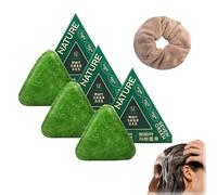 Nature Seven Green Soap Shampoo, Natural Usman Grass Sham Bar, Xinjiang Triangle Green Sham Bar, Glutinous Rice Water Solid B r, Strengthens Smooths Hair (3PCS)